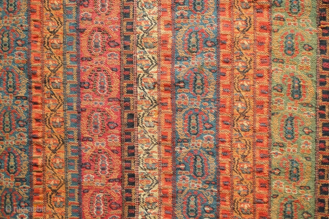 Sivas area shawl, 19th Century.  This wonderfully fine shawl was probably woven by Armenians in a workshop in or around Sivas in central Turkey.  The articulation of the botehs and  ...