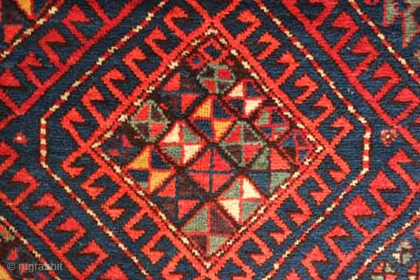 Fachralo Kazak rug, 19th century.  Excellent pile and colors including a very deep saturated purple.  Wonderful small florette outer border and eight-pointed start main border.  Two small spots of  ...