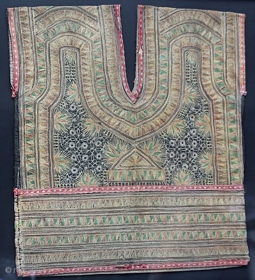 Antique Baju Mesirat (embroidered woman's vest) from Sumatra, Indonesia, Aceh Province. Currently framed.  Please ask for additional photos if needed.            