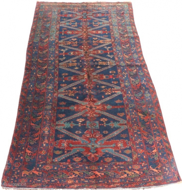 Antique Caucasian Kuba Seychour long rug, circa 1890-1910.  5'2" by 10'5".  Some old reweaves in the center.  Very reasonably priced.          