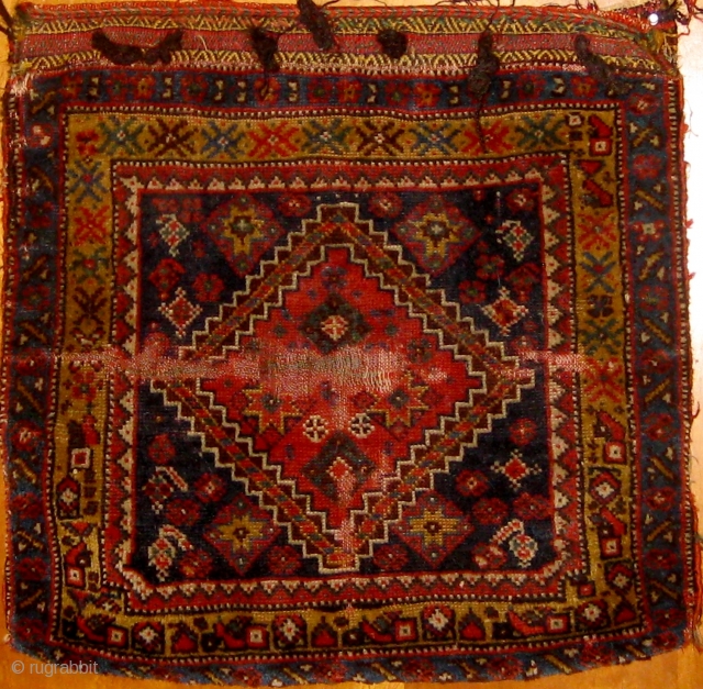 Qashqai half khorjin, circa 1900, beautiful flat-woven back, some wear in the center.  Please ask for additional photos.              