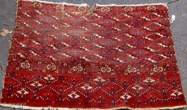 Finest small size 25-gul Tekke chuval fragment, mid nineteenth century, all dyes natural, 27" by 36".  Please ask for  additional photos.          