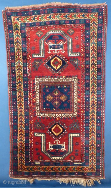 Caucasian, Double Niche Kazak, wool, c, 1900, 93" X 51", Signed, Excellent condition. SOLD                   