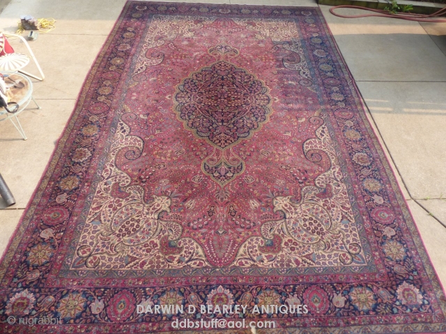 Antique Persian Carpet, Sarouk(?), c.1890-1920 (?), 13' X 20'
Good lightly worn condition with 2 small burn holes near the one end.
SOLD            