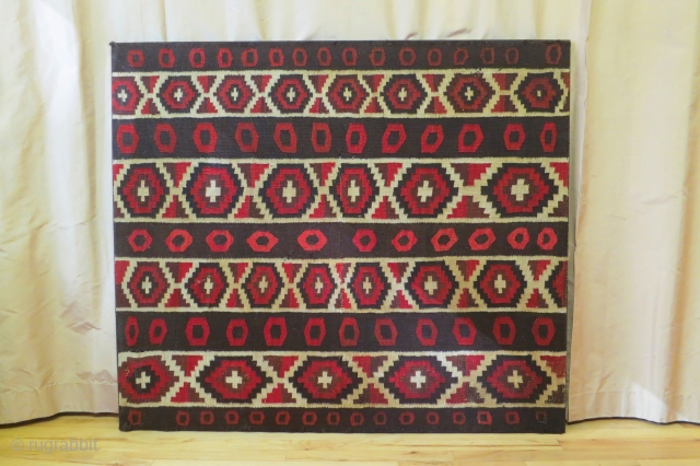 Pre-Columbian Nazca-Wari transitional mantle, Preu, 2 sigma C-14 dated to 660-717 and 743-766 AD, 46 x 53 inches, mounted, interlocking tapestry weave. In excellent condition.        