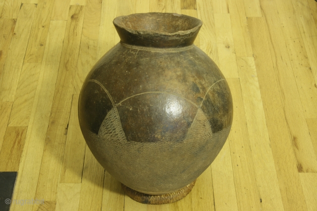 Africa, Burkina Faso, ceramic storage pot, 20th century, 18 inches high 14 inches across.                   