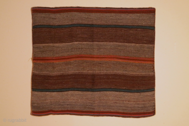 Bolivian ceremonial ground cloth/wrapper(tari), 23 x 25inches, from a small, very distinctive group of Bolivian weavings, 18th/19th century, in very good condition with no reweaving or repairs.      