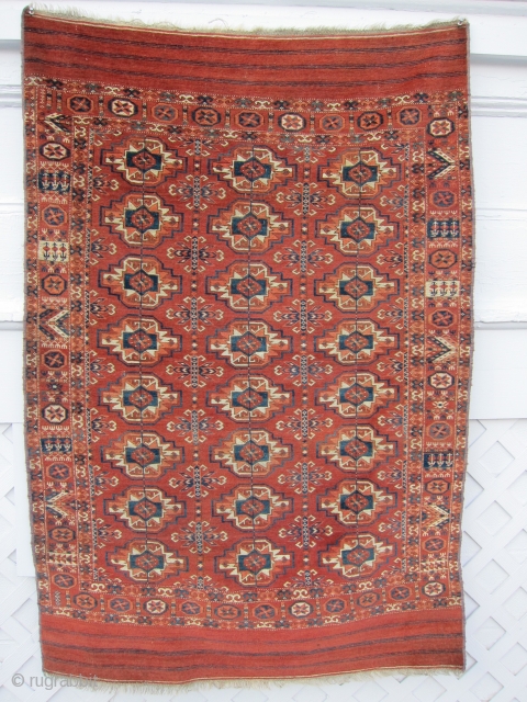 Nice small Turkman rug.                             