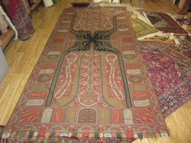 Antique Indian woven Kashmir shawl???size:344x156-cm 
ask                           