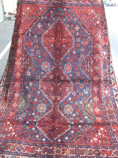 Antique shiraz Rug Carpet Wool Rare Hand Made 1900
Size: 307x223-cm / 120.8x87.7-inches
Medium: Wool 100% hand made
                 