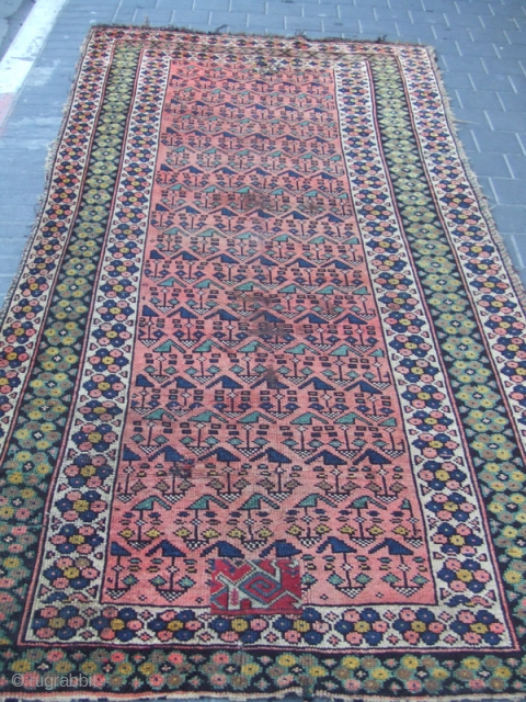 antique kurdish rug Size:255x130-cm / 100.3x51.1-inches The rug has been fixed in some places(as you can see on the pictures)             