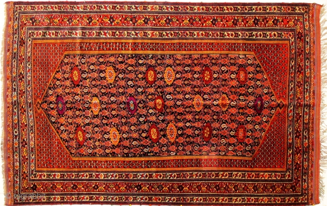 Fine old part silk Qashqaee rug pure wool Circa1900                        