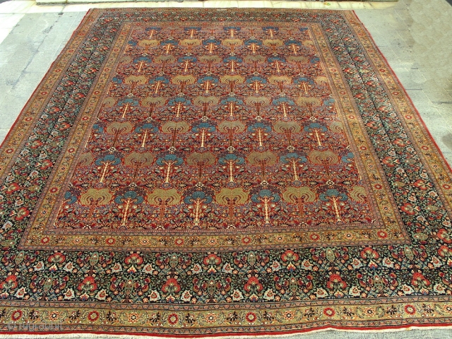 Magnificent antique  Mashahad carpet Azghand factory. 
                         