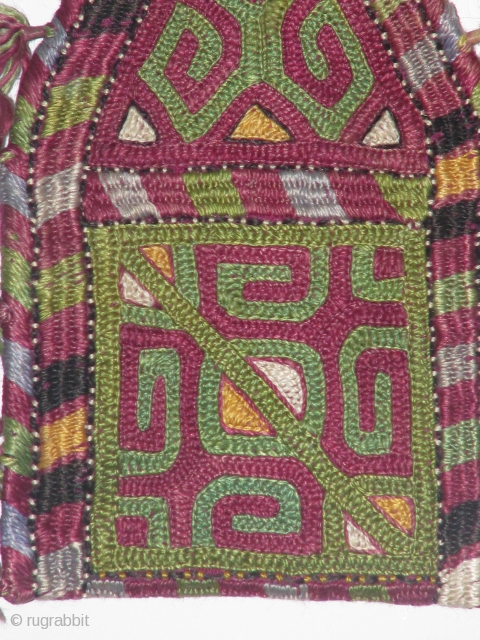 This is a turkmen hand stitched sormahdani(kajol bag)part of cosmetic material and it's a dowry piece the person that sold it to me said that 22 years ago in peshawar.    ...