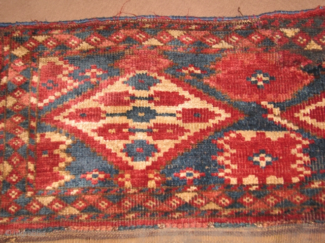 This turkmen torba with all good colors is very old and have nice shiny wool                  