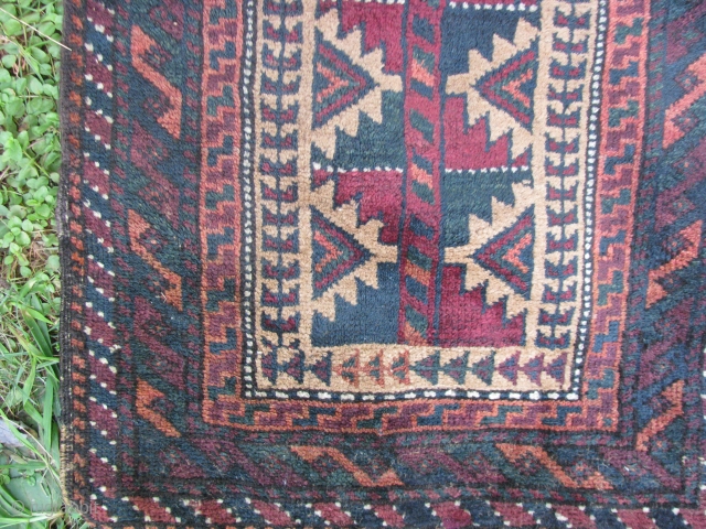 This beluch balisht with nice greens have very nice soft wool and its in a very good condition 18"x 37"             