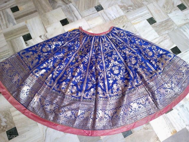 silk skirt with silver thread work                           