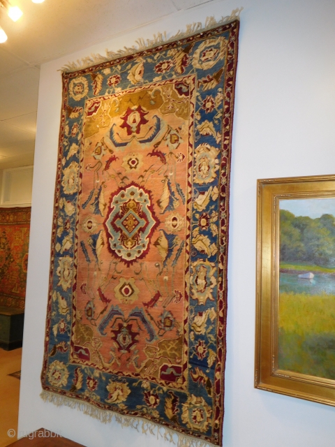 Early Agra Rug 
some old repairs 
artful piece 
circa 1850s or earlier
4'x7'                     