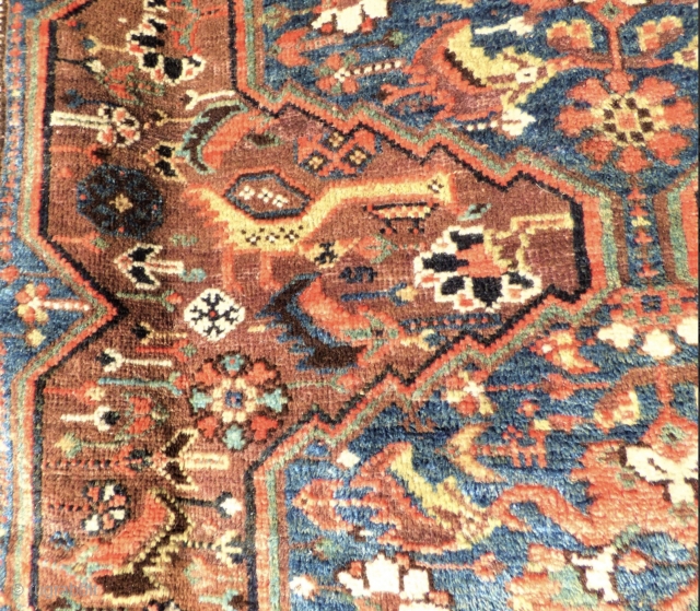 Khamseh carpet, end of the 19th century. Lovely palette of natural colours. Sides and full Kilim ends original. Minor wear in places, one area of minor localised moth damage, no structural damage.  ...