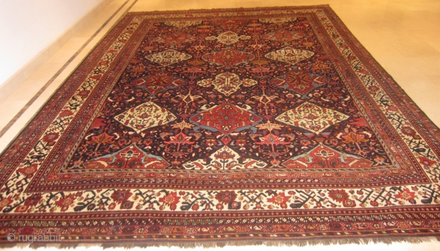 RUG no	:	82
size	:	410x295cm
type	:	luri veramin circa 1880
origin	:	persia
design	:	unique all over
content	:	wool on wool

one of a kind.It is an order of  paramount person or a tribal khan ,however it retains its nomadic spontaneous character.
natural dye.(it is  ...