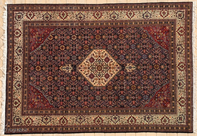 antique  senneh  from  sanandaj  city in kurdistan  iran. it is  circa 1910.in perfect  condition-full  pile  and complete.natural  dyes and unusual  borders  ...