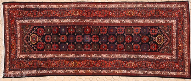 RUG NO : 12 
 
SIZE : 508 x 208 
 
TYPE : Antique 1910 
 
ORIGIN : Iran 
 
DESIGN : Farhan 
 
CONTENT : Wool on cotton 
 
BACKGROUND COLOUR  ...