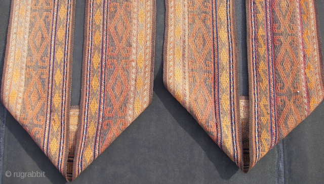 Afghan - Turkoman tentband ca. 1465 cm. x 26 cm. Wool on wool . Kilim flatweave, old.                