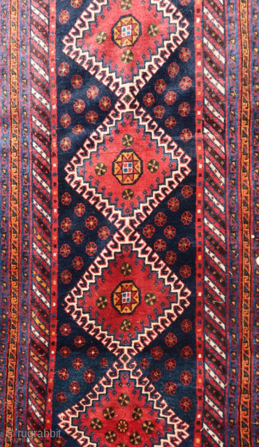 Luri,Afshar ? tribal,? weighing in almost 26,5 pound Wool on wool, goathair warps. Full original long pile. Ca: 330 cm x 135 cm.          