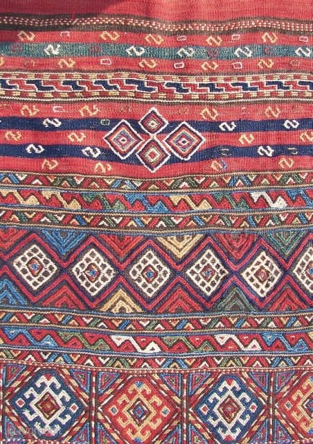 Kordi, an all natural coloured ,all woolen Kurdish Sumack from Quchan / Gudjan ,measuring a healty ,  215 cm x 370 cm. Cleaned,and washed, 1st.half 20.Ct. In very good overall condition.See  ...