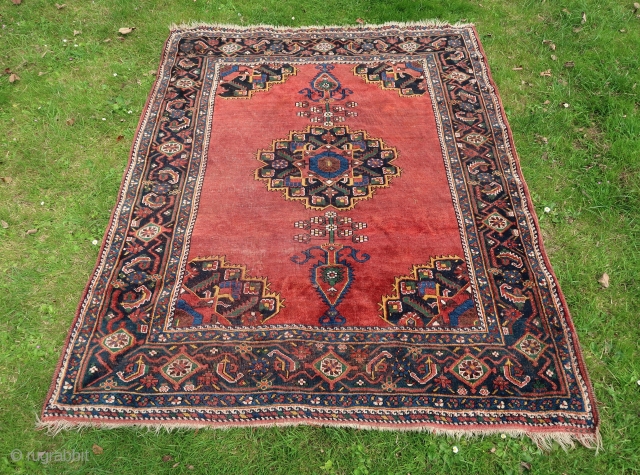 "Afshar "( Saarabad )  Old ? ,first half 20th cent.  wool on wool, all sides original . Great colours. See also Cecil Edwards. 



       