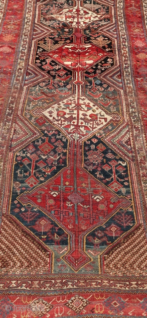  South Persian Tribal, the main field and  border filled with dogs, goats ,and chickens and some people . wool on wool. around 1900 .Cleaned and washed, good colors. ca. 160  ...