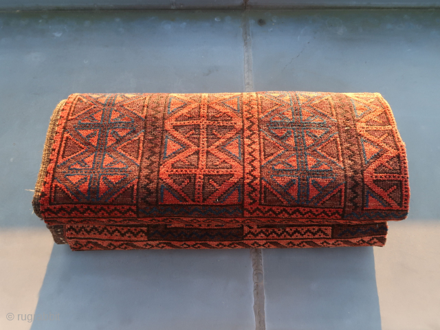 Large Beluch, ca. 320 cm. x 174 cm. Wool on wool, great borders and a pretty fringe on both sides. old./ antique .          