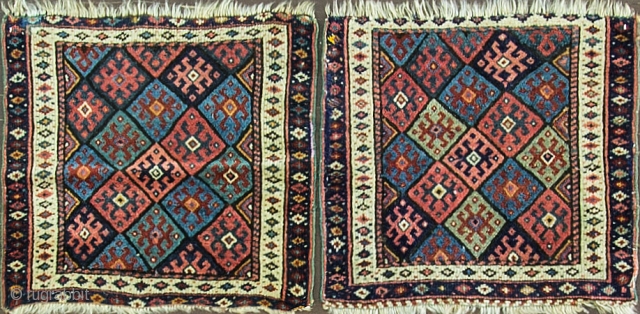 Pair of Kurdish bag face, c-1900.
Good condition, ends missing.                        