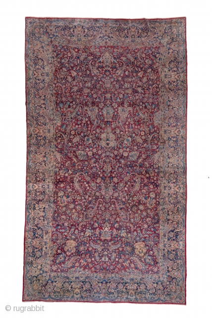 Kerman Carpet

9.9 x 16.11
3.01 x 4.91

The natural scarlet cochineal red field is densely covered by a palmette, long leaf, boteh leaf and escutcheon allover, unidirectional  pattern. A variety of small flowers  ...