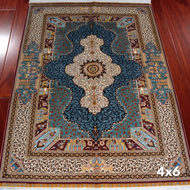 Oriental Persian Design Silk Rug                            