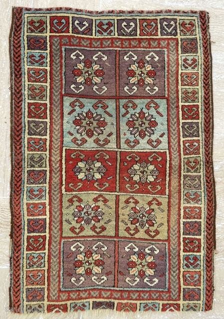 19th Century Central Anatolian Sivas Yastık In the example the confronting bird’s head motif is used in the main borders as well as in the field and the chevron border also reappears.  ...