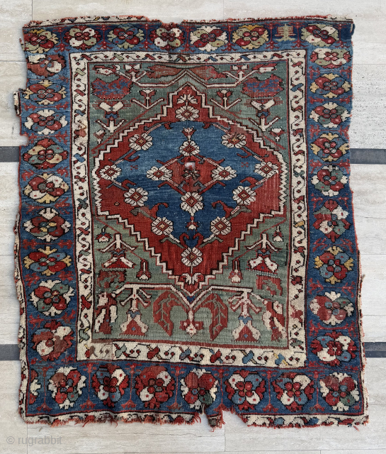 Middle of the 19th Century Bergama Rug, size 108x125 cm, please send me directly mail. 
emreaydin10@icloud.com 
0090+ 544 374 10 98            