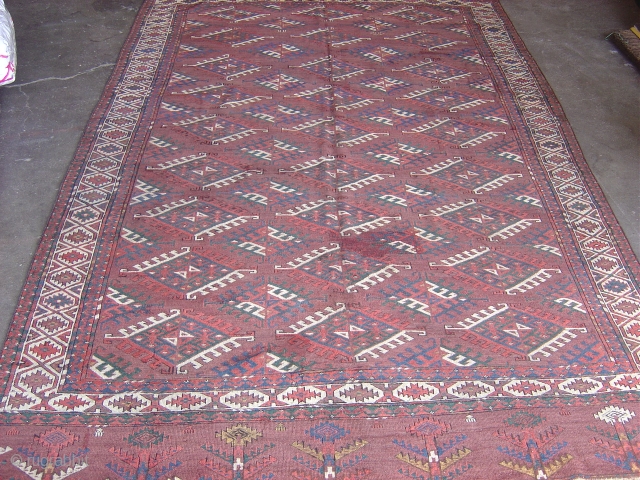 19th Century Yomud main carpet very nice green color and yellow som old Repair in the center the rest in good condition.           