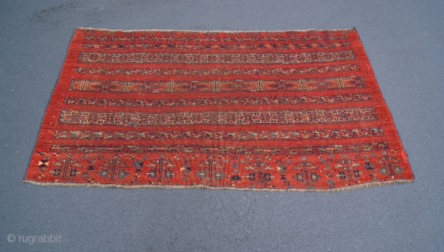 Ersari Chuval 19th century Evanly Low pile no repair very nice colors.                     