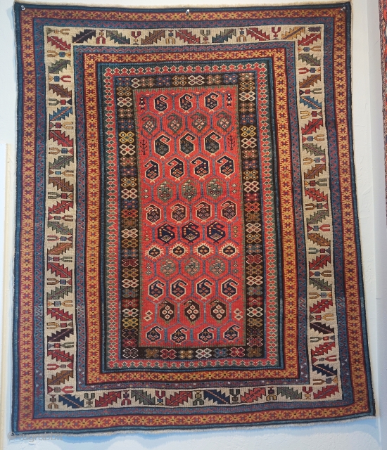 Very fine, colorful, small format Kuba rug
3'3"x4'0"

An exceptionally charming piece!

Please inquire or visit me at my new gallery, Fazli's Rugs at 1412 Solano Ave, Albany, California       