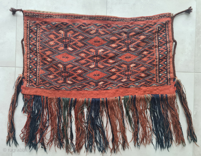 Antique turkmen Torba with sumakh embroidery with naturel dyes, good condition 

76cmx43cm / 70cm with tassels
~1920


Please contact me directly:
 
goekay.sargin@yahoo.de             