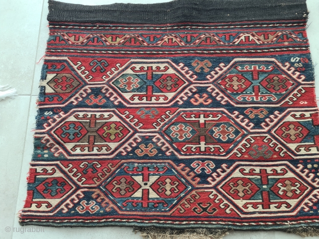two beautiful Shahsavan Mafrash Sumakh Kilim Panels, around 100 years old. Beautiful colors and very finely woven. wool on wool. Some places brocaded with cotton. Each piece 53x42cm

shipping from Germany
price for both  ...