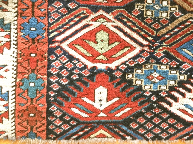 Full pile moghan fragment, 19th century. Great colours  39 x 98 cm                    