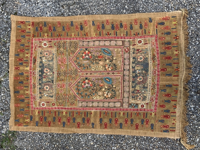 Beautiful Antique Ottoman embroidery textile 31” * 44”                         