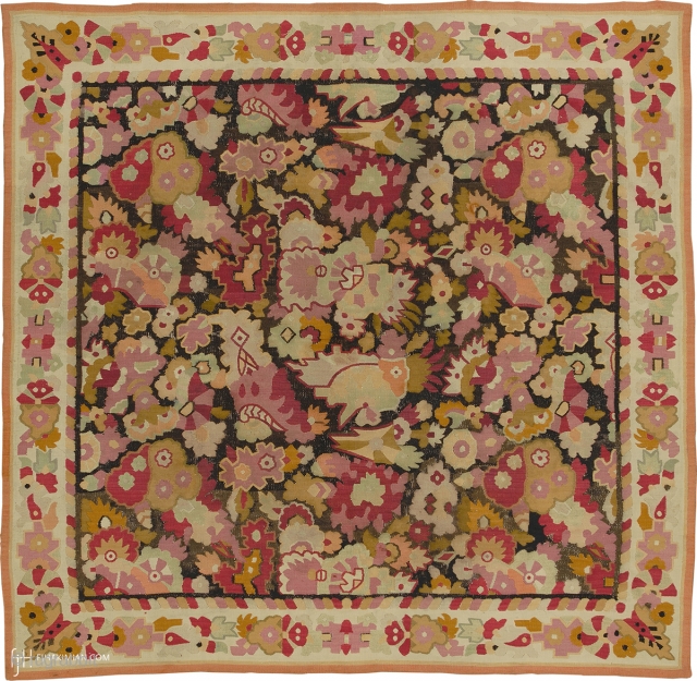 Antique French Aubusson Rug
France ca.1870
6'7" x 6'2" (201 x 188 cm)
FJ Hakimian Reference #02228                   