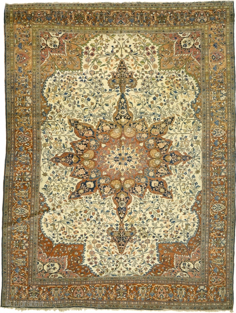 Antique Persian faraghan sarouk Rug
Persia ca.1890
11'11" x 8'9" (364 x 267 cm)
FJ Hakimian Reference #10041
                  