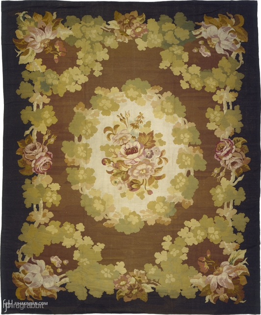 Antique French Aubusson Rug
France ca.1870
13'10" x 10'8" (422 x 326 cm)
FJ Hakimian Reference #02026
                   