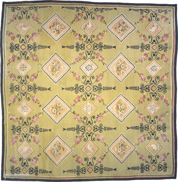 Antique French Aubusson Rug
France ca. 1795
14'4" x 14'3" (437 x 435 cm)
FJ Hakimian Reference #02586
                  