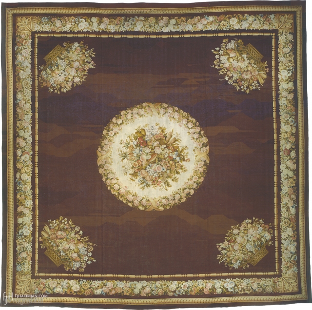 Antique French Aubusson Rug
France ca. 1850
16'9" x 16'9" (511 x 511 cm)
FJ Hakimian Reference #02065
                  