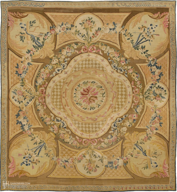 Antique French Aubusson Rug
France ca. 1760
18'0" x 16'4" (549 x 498 cm)
FJ Hakimian Reference #02955
                  